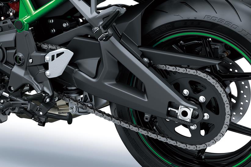 Kawasaki Z H2 swingarm and rear assembly