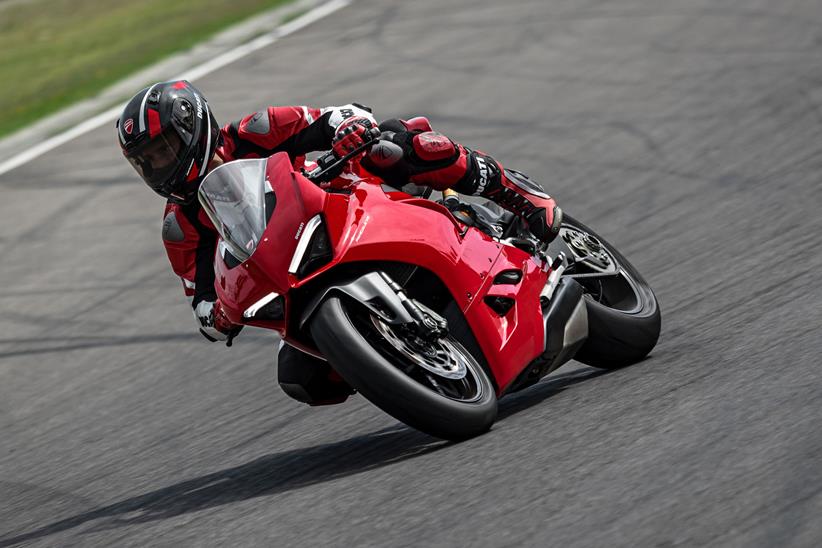 Ducati Panigale V2 cornering action shot