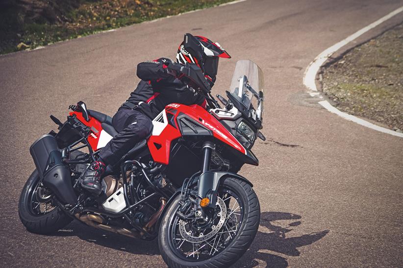 Suzuki V-Strom 1050 in red and white