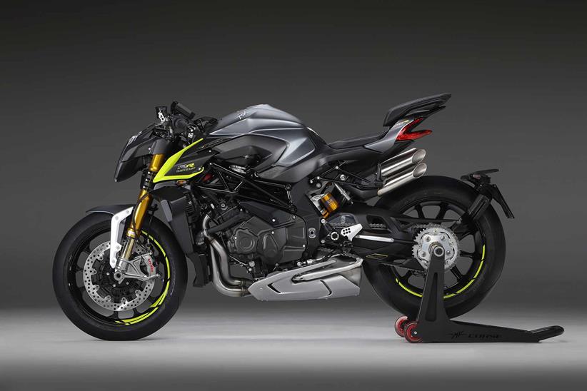 The MV Agusta Brutale 1000RR uses striking four-exit exhausts