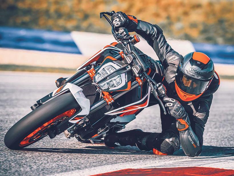 The KTM 890 Duke R is capable of serious lean angles