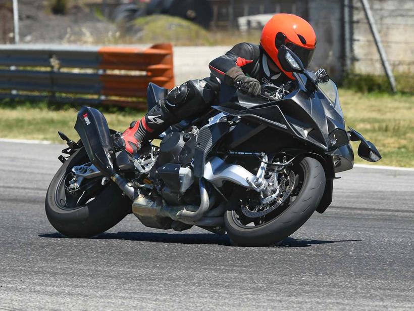 Bimota Tesi H2 cornering on track