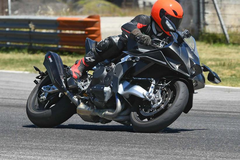 Trail braking on the Bimota Tesi H2