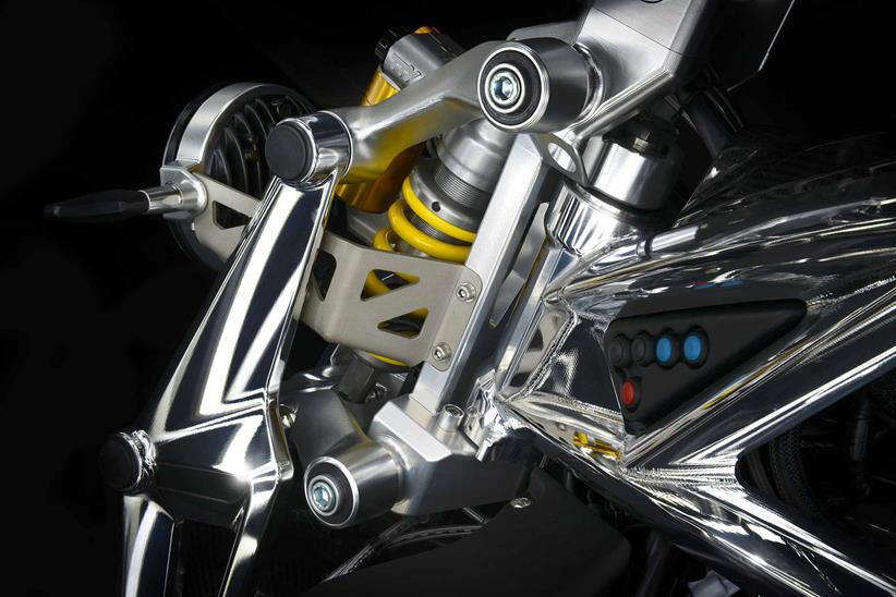 The Ariel Ace Iron Horse gets a fully-adjustable Öhlins TTX shock up front