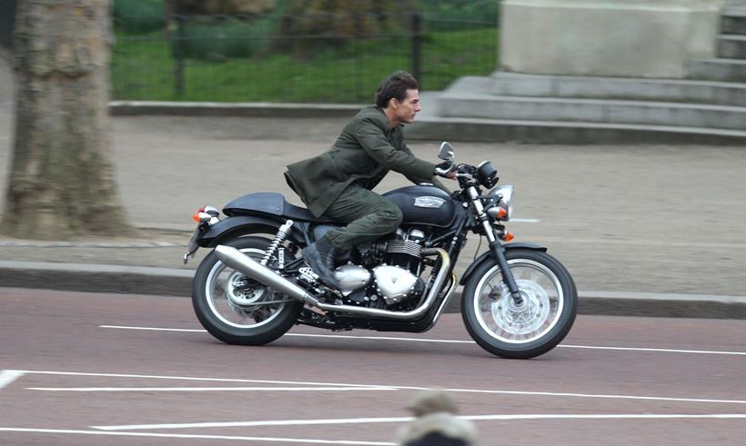 Tom Cruise riding a Triumph Thruxton