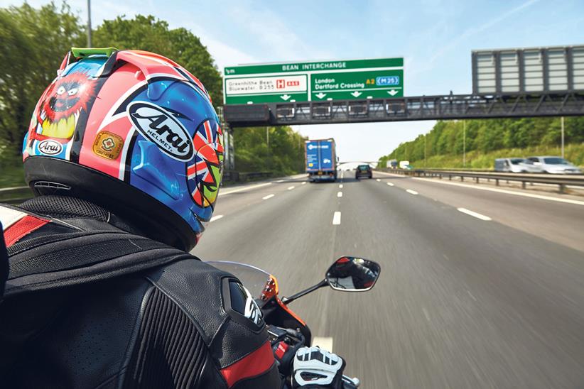 Riding a motorcycle on a motorway