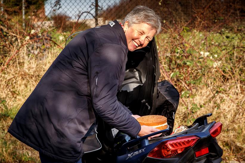 The Yamaha XMAX is perfect for carrying cakes