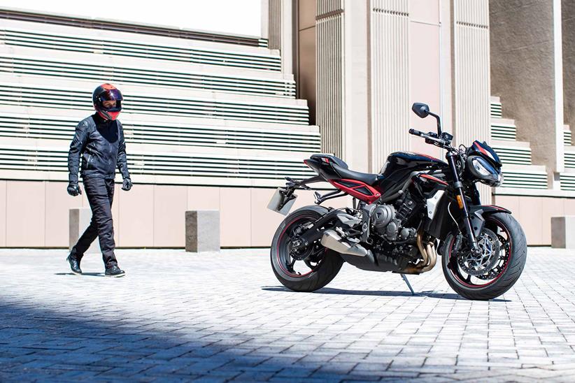 a rider pictured with the Triumph Street Triple 765 R 