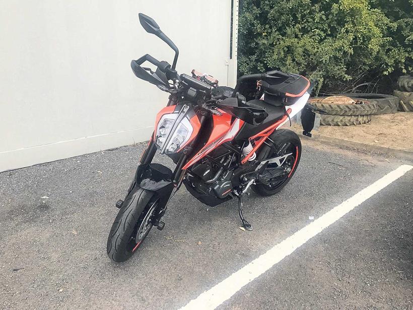 The KTM 125 Duke showing off it's elite handlebars