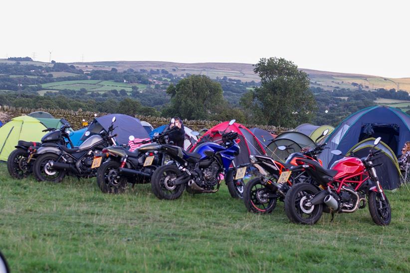 The KTM 125 Duke alongside a number of other bikes at Camp VC