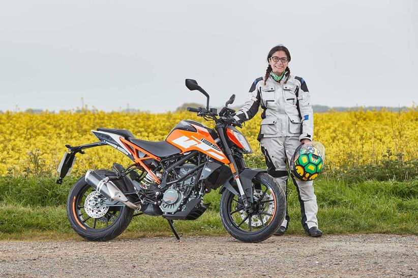 Maria with the KTM 125 Duke