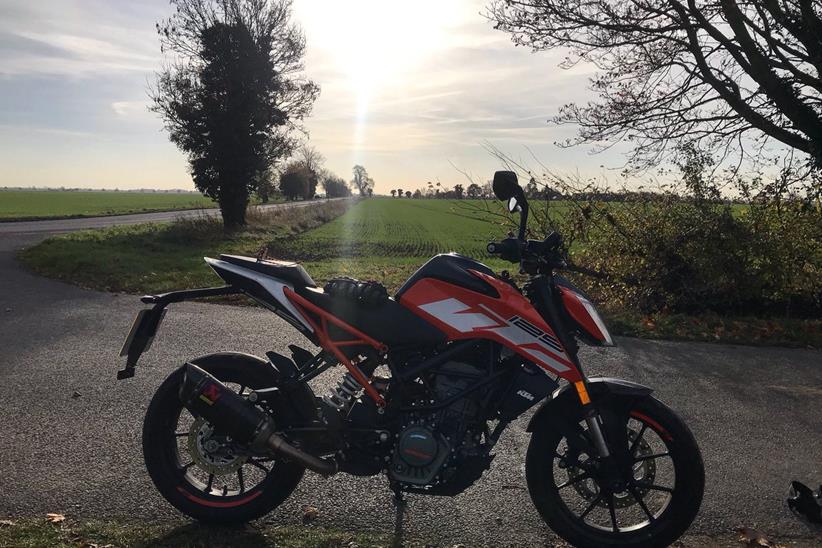 The KTM 125 Duke enjoying the sun