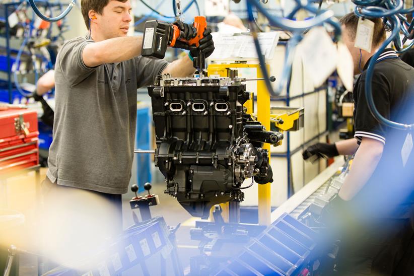 The Triumph production line at Hinckley