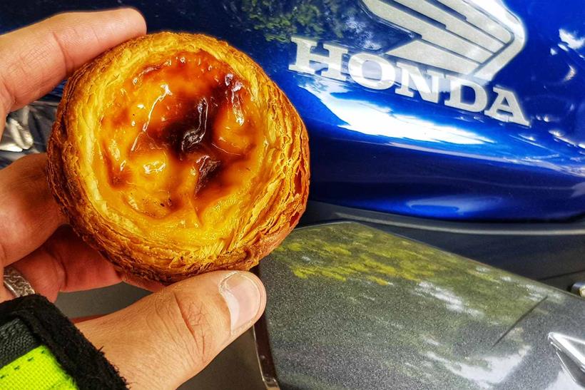 Adam enjoys a custard tart during the test day