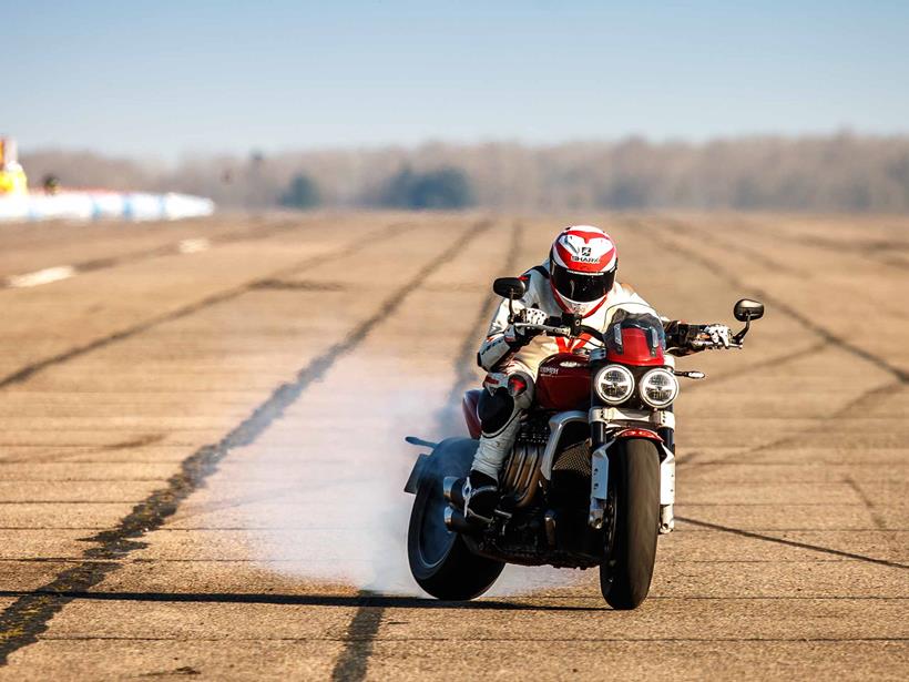 Bruce Dunn slides the Triumph Rocket 3 R