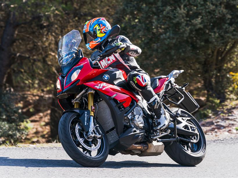 The 2015 BMW S1000XR with Michael Neeves aboard testing Metzeler M9 RR