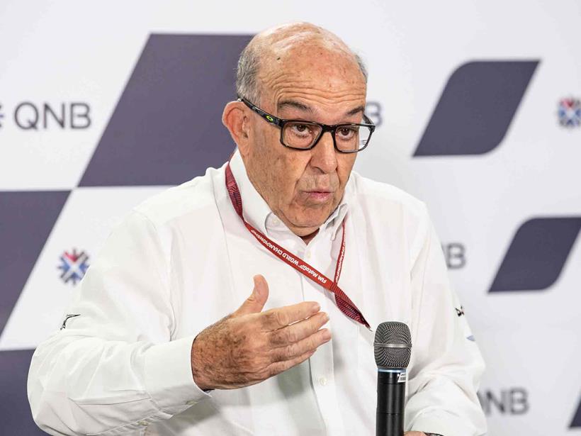 Carmelo Ezpeleta speaking at the Qatar Grand Prix