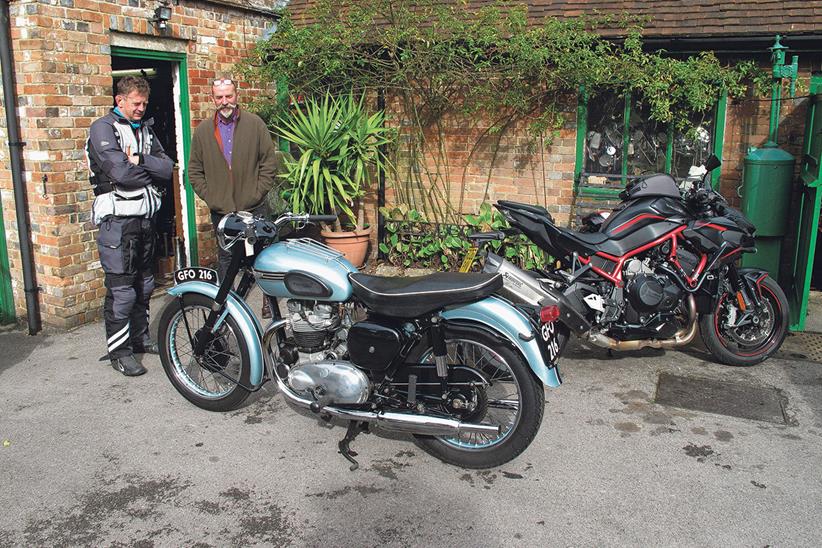 Kawasaki Z H2 outside Verralls workshop