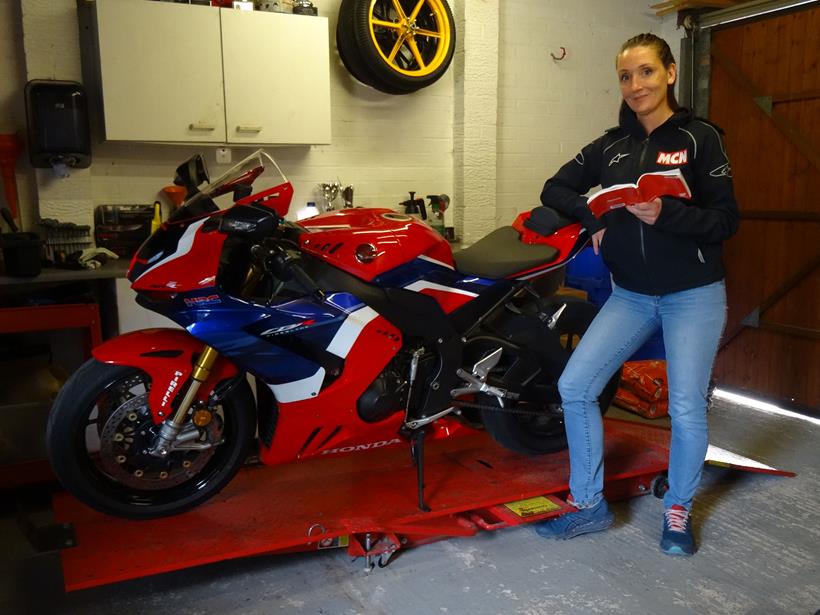 MCN's Emma at home with the 2020 Honda CBR1000RR-R Fireblade SP