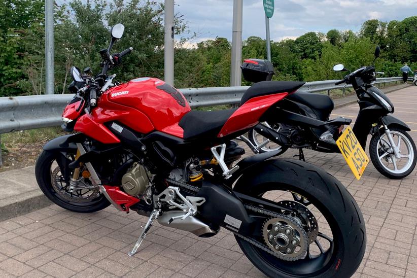 A rear view of the Ducati Streetfighter V4 S