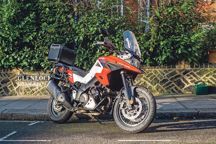 A side view of the Suzuki V-Strom 1050XT