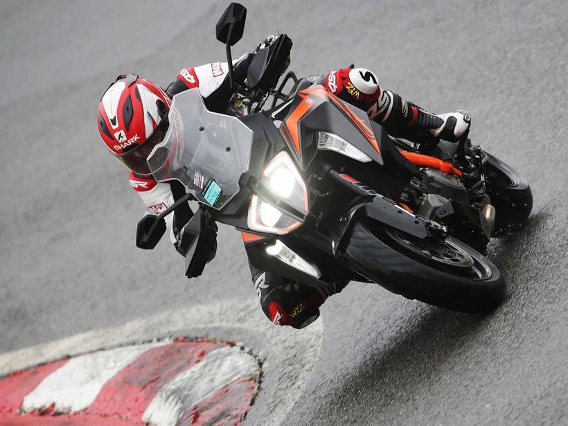 Cornering at Cadwell Park on the KTM 1290 Super Duke GT