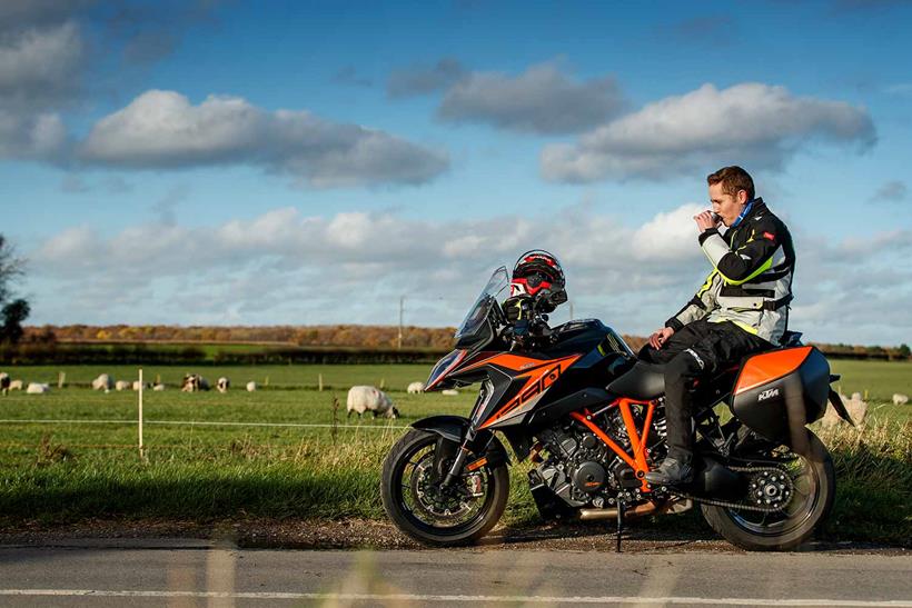 Stopping for a coffee on the KTM 1290 Super Duke GT