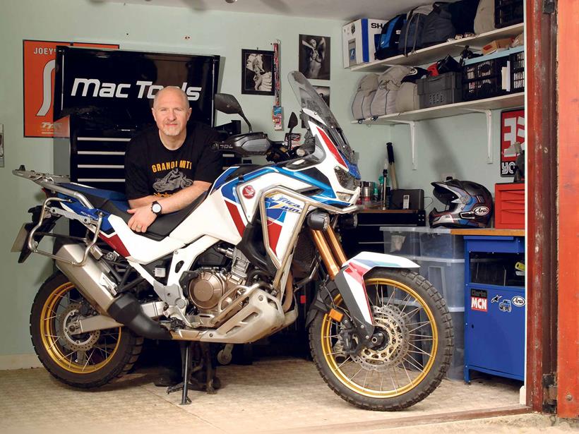 Honda Africa Twin in the garage