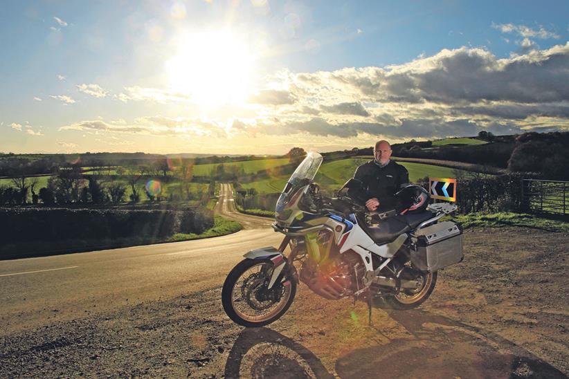 Richard and his Africa Twin on one of those all-too-rare great rides in 2020