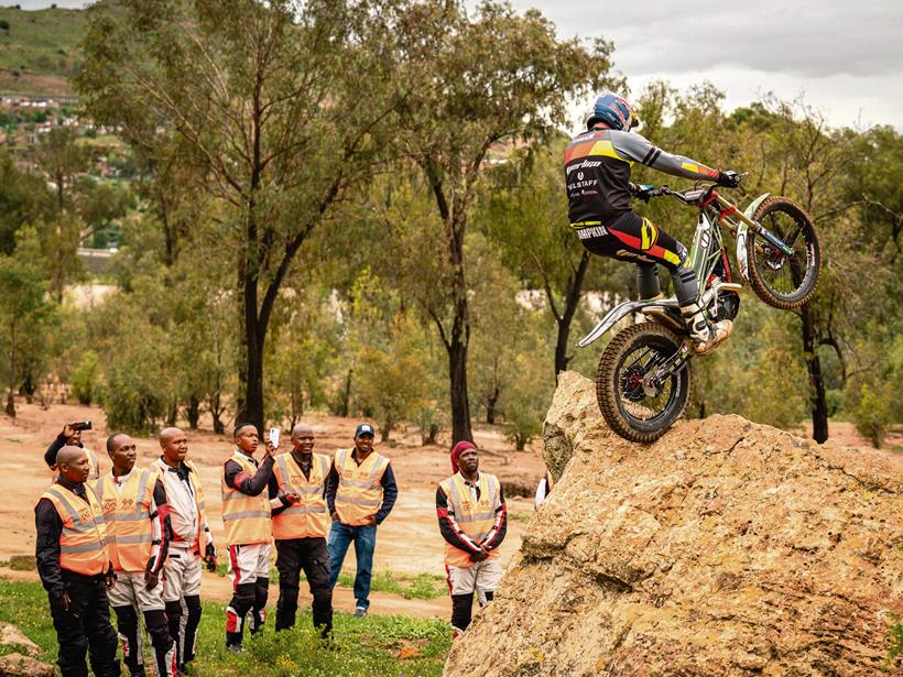 Dougie Lampkin gives a trials riding demonstration