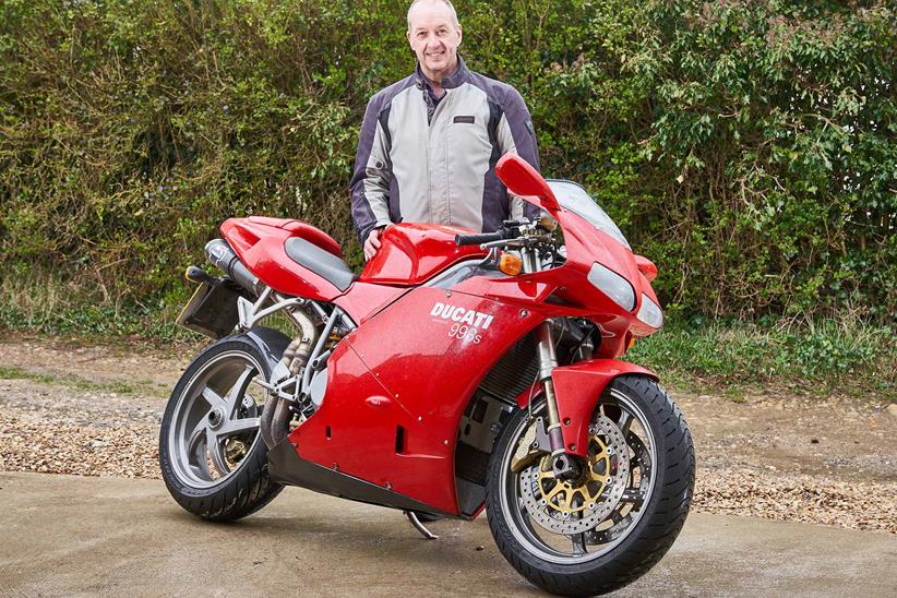 Mark Silcox with his recommissioned Ducati 998S