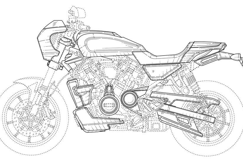 Harley-Davidson café racer patent drawing