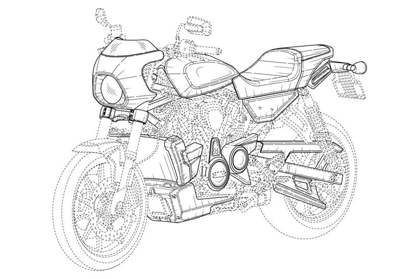 Harley-Davidson café racer patent drawing front end