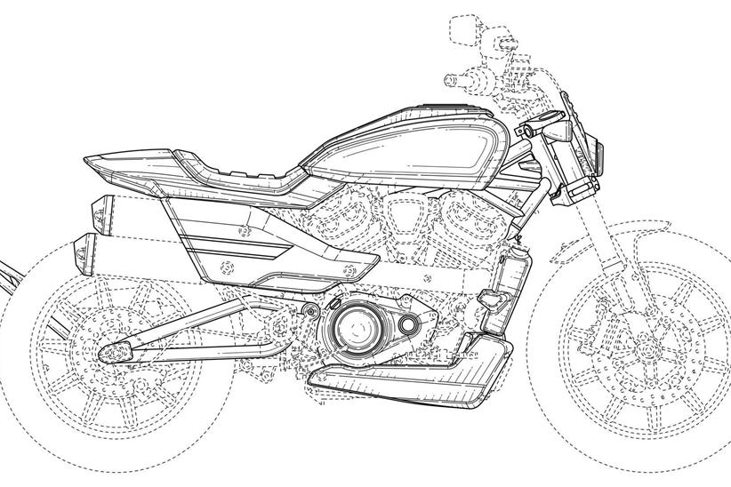 Harley-Davidson flat tracker patent drawing right