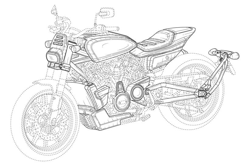 Harley-Davidson flat tracker patent drawing front end