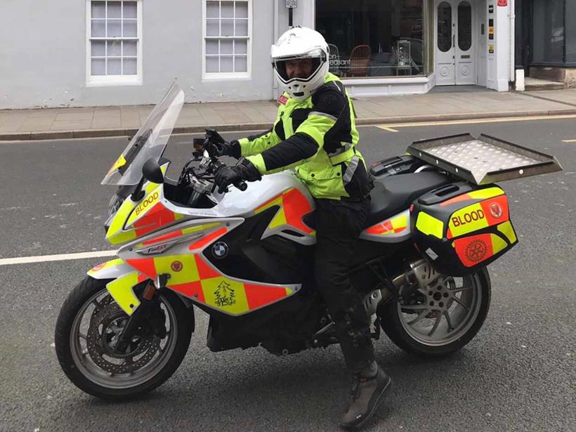 Andrew Harrison on a blood bike