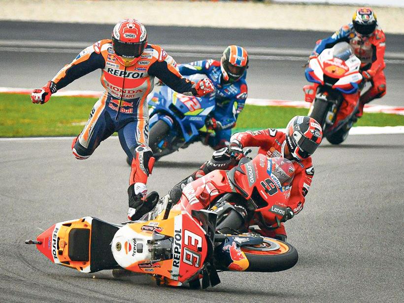 Marc Marquez crash in Buriram 2019 airbag deployed in mid-air