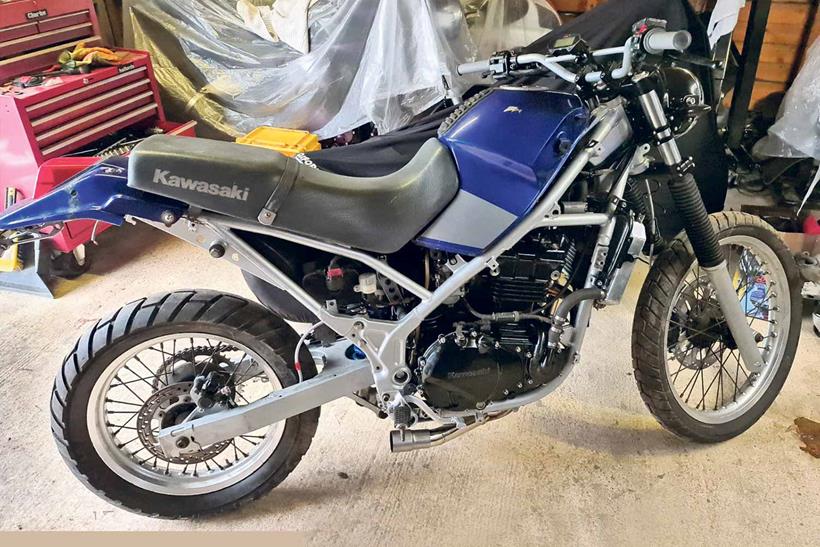 The final touches are needed on this Kawasaki KLE500