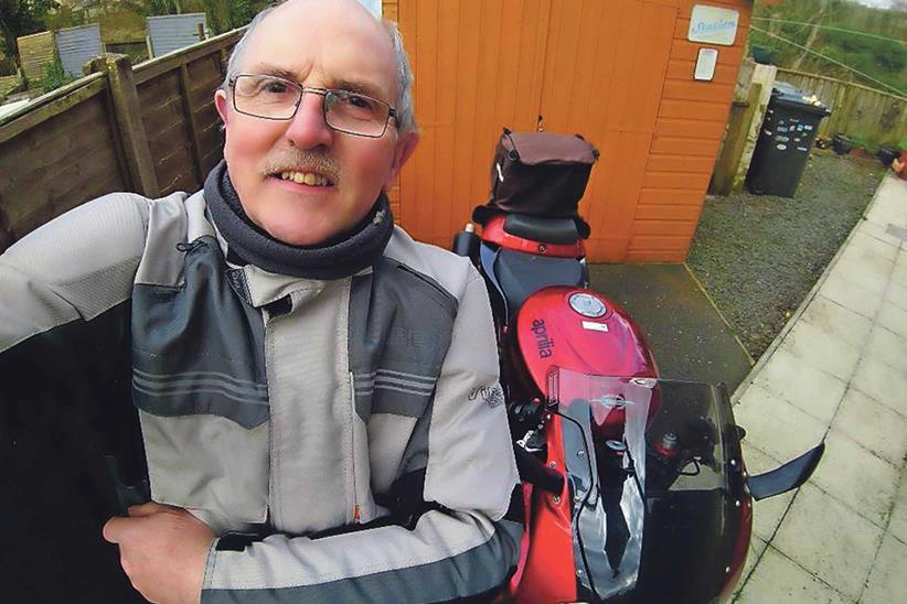 Bill Davison with his Aprilia Falco