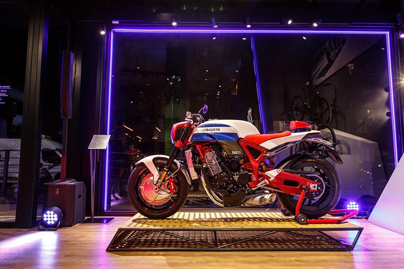 MV Agusta 921 concept in Milan store window