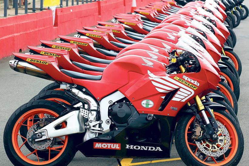 Honda CBR600RRs at the Ron Haslam School