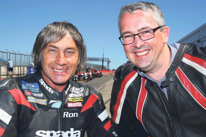 Ron Haslam with guest at Race School