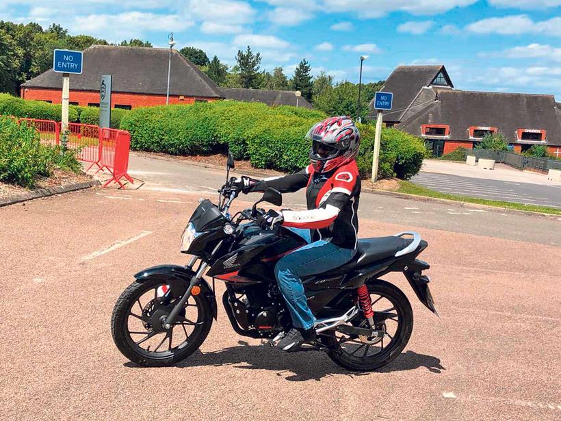 Ola gets to grips with her Honda CB125F