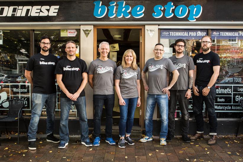 Bike Stop Stevenage team outside shop