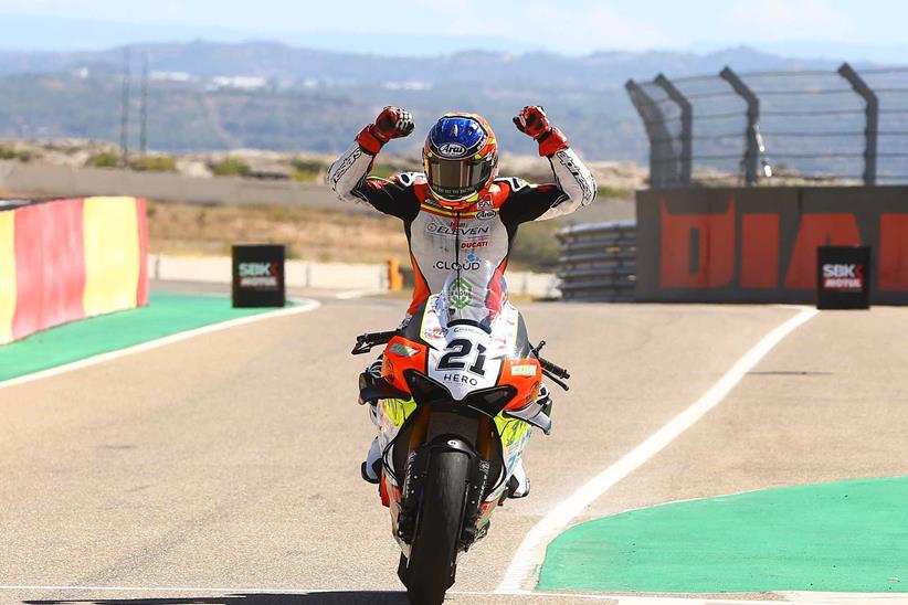 Michael Ruben Rinaldi celebrates his maiden WSB victory