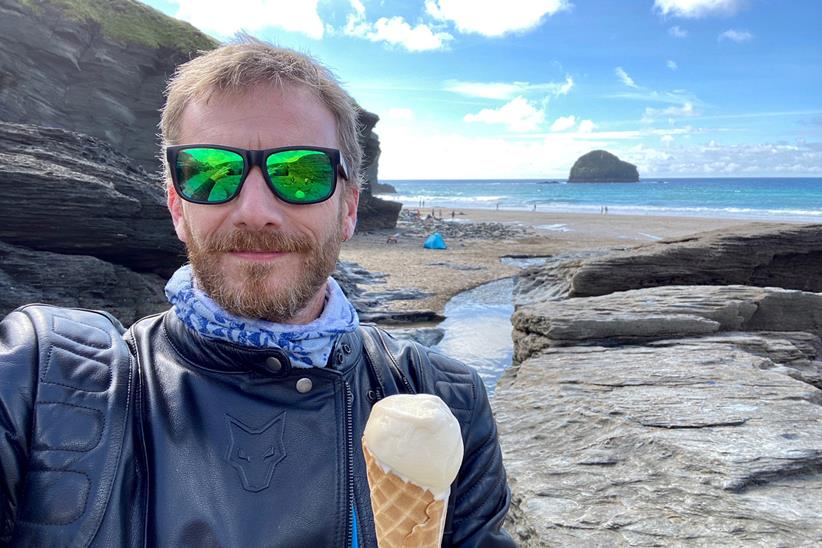 Duncan grabs an ice cream at the beach