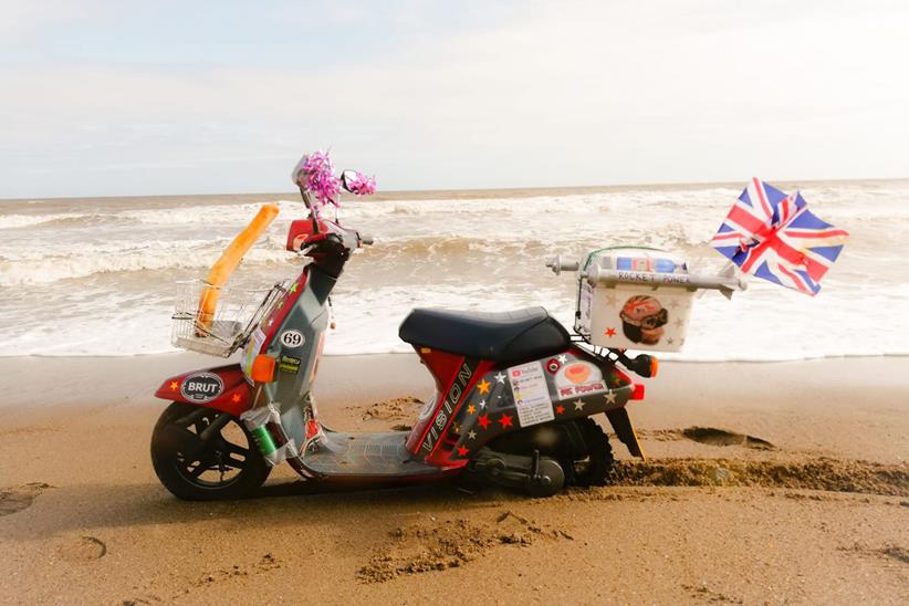 Parked up on the beach at the finish