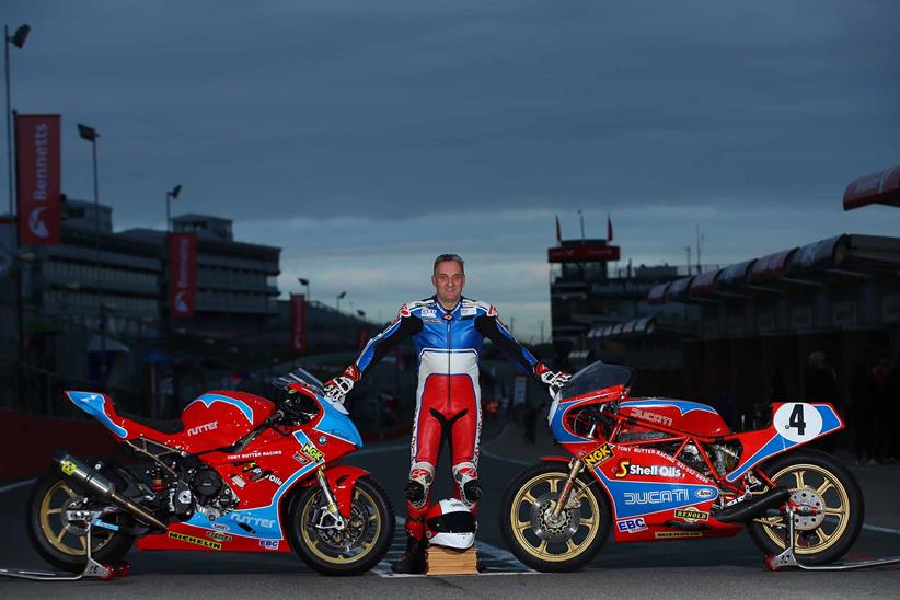 Michael Rutter with his new livery and his father's F1 Ducati