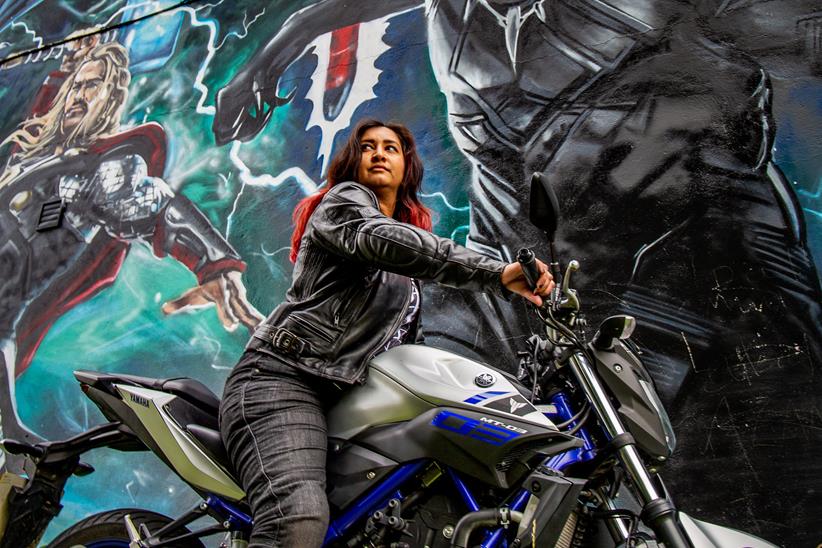 Hiba Hamid with her Yamaha MT-03