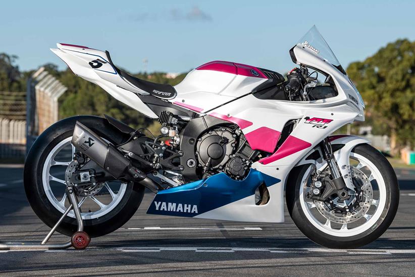 The bike's colours pay tribute to the 1993 Estoril win